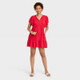 New - Women's Ruffle Short Sleeve A-Line Dress - Knox Rose Red XS