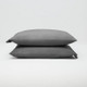 New - King Washed Supima Percale Solid Pillowcase Set Dark Gray - Casaluna