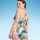 New - Women's Plunge Ring Detail One Piece Swimsuit - Shade & Shore Multi Tropical Print L