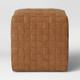 New - Wellford Faux Leather Woven Cube Brown - Threshold