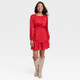 New - Women's Long Sleeve Satin Dress - Knox Rose Red XS
