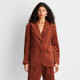 New - Women's Long Sleeve Notched Collar Cord Blazer - Future Collective with Reese Blutstein Rust XL