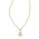 New - Kendra Scott Sami Quartz Herringbone 14K Gold Over Brass Statement Necklace - Rose Quartz