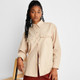 New - Women's Long Sleeve Western Button-Down Shirt - Future Collective with Reese Blutstein Tan XXS