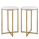 Open Box Set of 2 Vivian Glam X Leg Round Side Tables Faux White Marble/Gold - Saracina Home