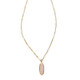 New - Kendra Scott Eva Quartz Small 14K Gold Over Brass Long Pendant Necklace - Rose Quartz