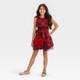 New - Girls' Sleeveless Plaid Dress - Cat & Jack Red XS