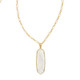 New - Kendra Scott Eleanor 14K Gold Over Brass Long Pendant Necklace - Mother of Pearl