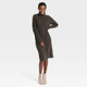 Women's Turtleneck Long Sleeve Cozy Sweater Dress - A New Day Brown S