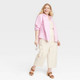 Open Box Women's Long Sleeve Classic Button-Down Shirt - Universal Thread™ Pink XXL