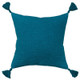 New - 20"x20" Oversize Solid Striped Square Throw Pillow with Tassels Cover Teal Blue - Rizzy Home