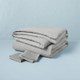 New - 3pc Full/Queen Slub Center Strip Comforter Set Jet Gray - Hearth & Hand with Magnolia