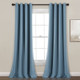 New - Set of 2 (84"x52") Insulated Grommet Blackout Window Curtain Panels Dusty Blue - Lush Décor