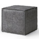 New - Wendal Square Pouf Distressed Black - WyndenHall