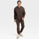 New - Men's Textured Fleece Hoodie - All in Motion Brown S