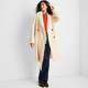 New - Women's Notched Lapel Double Breasted Fringe Coat - Future Collective with Reese Blutstein Cream XL