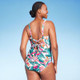 New - Women's Full Coverage Tummy Control Tropical Print Front Wrap One Piece Swimsuit - Kona Sol Multi M