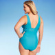 New - Women's Medium Coverage Wide Shoulder V-Neck One Piece Swimsuit - Kona Sol Blue L