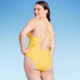 New - Women's Plunge Hardware Trim Cheeky One Piece Swimsuit - Shade & Shore Yellow L
