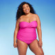 New - Women's Full Coverage Tummy Control Twist-Front One Piece Swimsuit - Kona Sol Pink 14