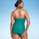 New - Women's Full Coverage Tummy Control High Neck Halter One Piece Swimsuit - Kona Sol Teal Green XL