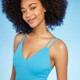 New - Women's Tunneled Plunge One Piece Swimsuit - Shade & Shore Turquoise Blue M