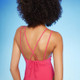 New - Women's Tunneled Plunge One Piece Swimsuit - Shade & Shore Pink L