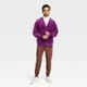 New - Houston White Adult Velour Cardigan Sweater - Purple L