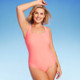 New - Women's Medium Coverage Racerback One Piece Swimsuit - Kona Sol Coral Pink S