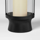 New - 11" Modern Metal and Glass Small Battery LED Pillar Candle Outdoor Lantern Black - Threshold