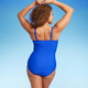 New - Lands' End Women's UPF 50 Full Coverage Tummy Control One Piece Swimsuit - Blue L