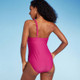 New - Women's One Shoulder Twist One Piece Swimsuit - Shade & Shore Purple L