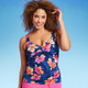 New - Lands' End Women's UPF 50 Floral Print Twist-Front Underwire Tankini Top - Multi 8