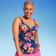 New - Lands' End Women's UPF 50 Floral Print Twist-Front Underwire Tankini Top - Multi 10