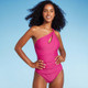 New - Women's One Shoulder Twist One Piece Swimsuit - Shade & Shore Purple XL