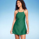 New - Women's High Neck Swim Dress - Kona Sol Dark Green L