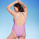 New - Women's Twist-Front Plunge One Piece Swimsuit - Shade & Shore Blue/Purple Ombre S