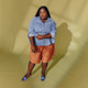 New - Women's Peplum Denim Jacket - Future Collective with Gabriella Karefa-Johnson Medium Wash Striped M