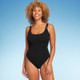 Women's Square Neck Pucker High Leg One Piece Swimsuit - Shade & Shore Black S
