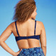 New - Lands' End Women's UPF 50 Floral Print Underwire Twist-Front Bikini Top - Blue 6