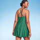 New - Women's High Neck Swim Dress - Kona Sol Dark Green S