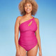 New - Women's One Shoulder Twist One Piece Swimsuit - Shade & Shore Purple XS