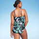 Open Box Women's Full Coverage Tummy Control Tie-Front One Piece Swimsuit - Kona Sol Multi XL