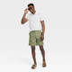 New - Men's 9" Leaf Print Hybrid Swim Shorts - Goodfellow & Co Dark Green 34
