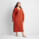 New - Women's Long Sleeve Chunky Sweater Midi Dress - Future Collective with Reese Blutstein Rust 1X
