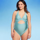 New - Shiny Cutout One Piece Maternity Swimsuit - Isabel Maternity by Ingrid & Isabel Blue XXL