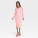 New - Black History Month Women's House of Aama Sweetheart Neck A-Line Dress - Pink Polka Dots XS