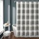 New - Tucker Stripe Yarn Dyed Cotton Knotted Tassel Shower Curtain Gray/White - Lush Décor