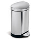 New - simplehuman 6L Stainless Steel Semi-Round Step Trash Can Brushed Silver