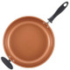 New - Farberware Reliance Pro 12" Copper Ceramic Nonstick Skillet with Lid Black